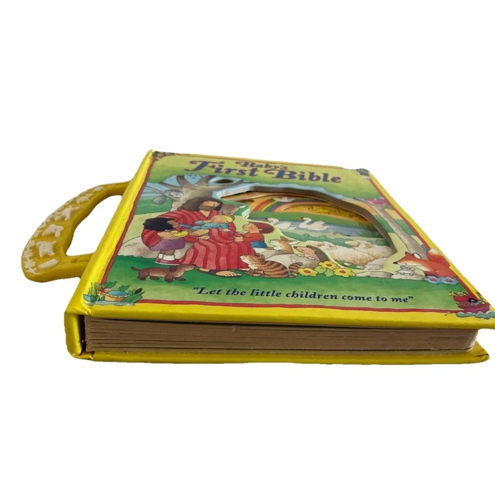 Baby's First Bible Catholic Board Book Peek Trough‎ Windows Carry Handle Vintage